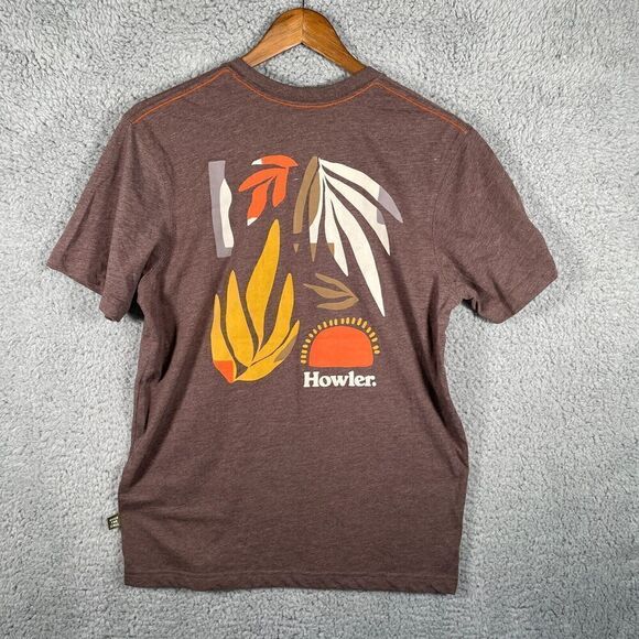 Howler Bros Shirt Mens Small Brown Abstract Savannah Pocket Tee - Picture 1 of 7